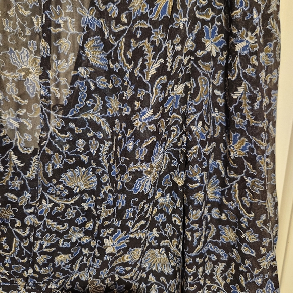 Veronica Beard 100% Silk Floral Long Sleeve Ruched Mini Dress Size 6 Party Blue - Picture 10 of 14